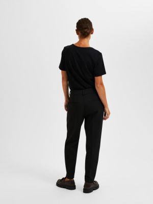 Selected Femme Naisten Housut, SLFRITA-RIA MW CROPPED PANT NOOS Musta
