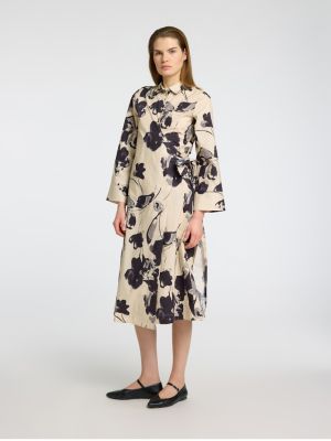 Selected Femme naisten mekko, SLFAVIANA LS AOP MIDI WRAP DRESS Valkopohjainen Kuosi