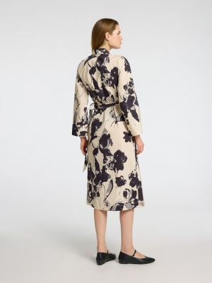 Selected Femme naisten mekko, SLFAVIANA LS AOP MIDI WRAP DRESS Valkopohjainen Kuosi