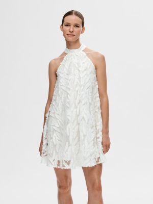 Selected Femme Naisten Mekko, SLFFLORITA SL HALTERNECK SHORT DRESS Luonnonvalkoinen