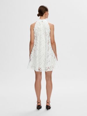 Selected Femme Naisten Mekko, SLFFLORITA SL HALTERNECK SHORT DRESS Luonnonvalkoinen