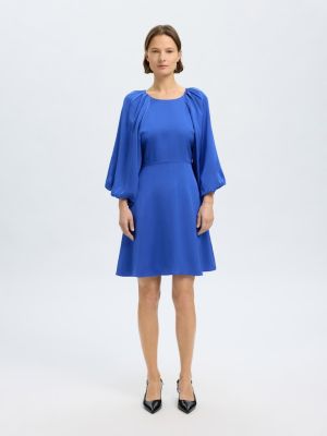 Selected Femme naisten mekko, SLFLAURINA 3/4 SHORT OPEN BACK DRESS Sininen