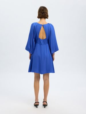 Selected Femme naisten mekko, SLFLAURINA 3/4 SHORT OPEN BACK DRESS Sininen