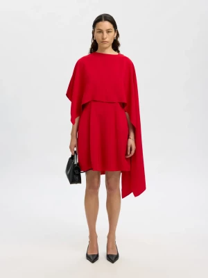 Selected Femme naisten mekko, SLFLEONORE REGULAR SL SHORT CAPE DRESS B Equestrian Red