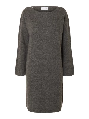 Selected Femme naisten mekko, SLFLULU LS KNIT NEW O-NECK DRESS Medium Grey Melange