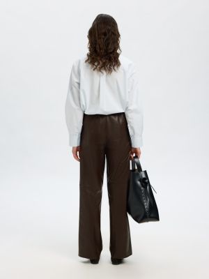 Selected Femme naisten nahkahousut, SLFBODA HW LEATHER PANT Delicioso