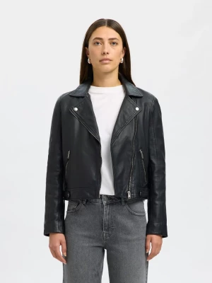 Selected Femme Naisten Nahkatakki, Katie Leather Jacket Black