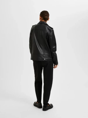 Selected Femme Naisten Nahkatakki, SLFMADISON LEATHER JACKET NOOS Black