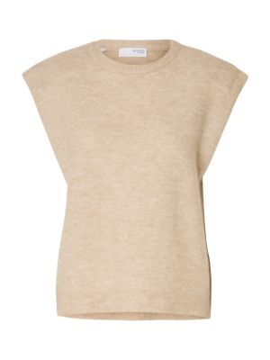 Selected Femme Naisten Neuleliivi, SLFLulu SL Knit Vest Luonnonvalkoinen