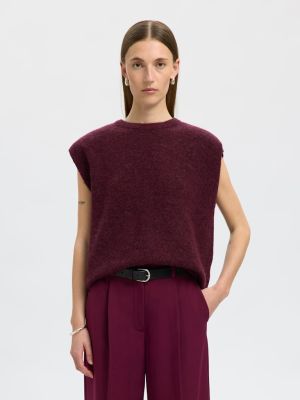 Selected Femme Naisten Neuleliivi, SLFLulu SL Knit Vest Viininpunainen