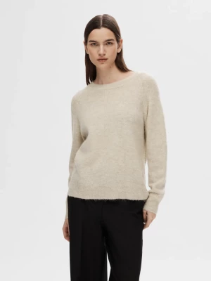 Selected Femme Naisten Neulepaita, Lulu LS Knit O-Neck Birch Melange