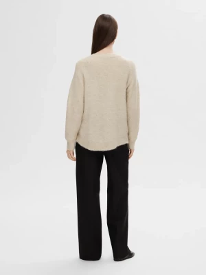 Selected Femme Naisten Neulepaita, Lulu LS Knit O-Neck Birch Melange