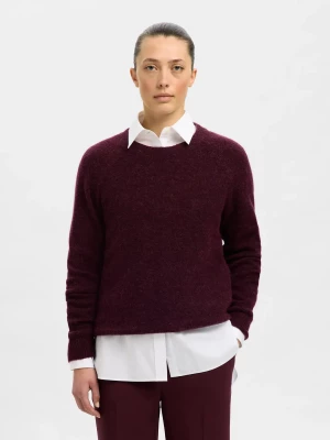 Selected Femme Naisten Neulepaita, Lulu LS Knit O-Neck Fig Melange
