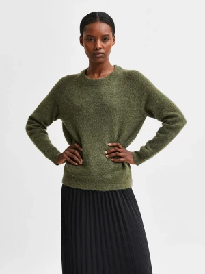 Selected Femme Naisten Neulepaita, Lulu LS Knit O-Neck Kalamata Melange