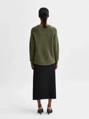Selected Femme Naisten Neulepaita, Lulu LS Knit O-Neck Kalamata Melange