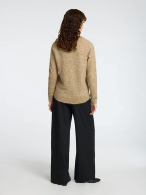 Selected Femme Naisten Neulepaita, Lulu LS Knit O-Neck Sepia Tinti
