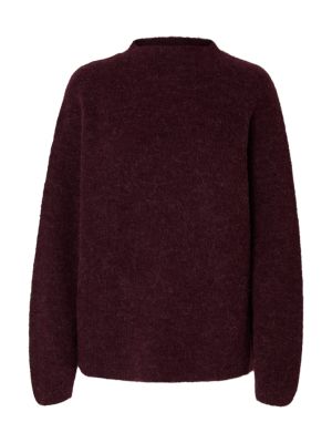 Selected Femme naisten neulepusero, SLFSIA RAS LS KNIT T-NECK Viininpunainen