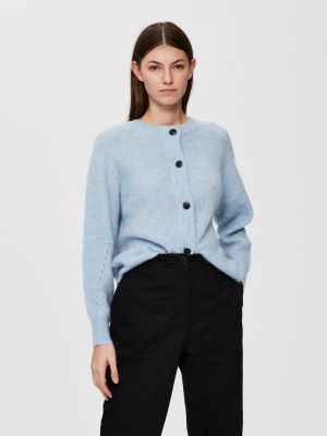 Selected Femme, Naisten Neuletakki, Lulu LS Knit Short Cardigan Vaaleansininen