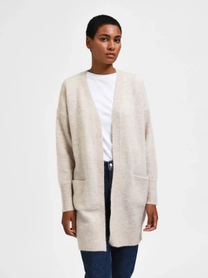 Selected Femme Naisten Neuletakki Lulu New Knit Long Cardigan Birch Melange