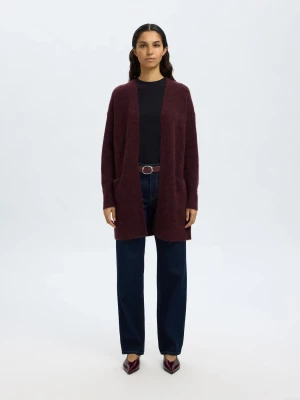 Selected Femme Naisten Neuletakki Lulu New Knit Long Cardigan Fig Melange