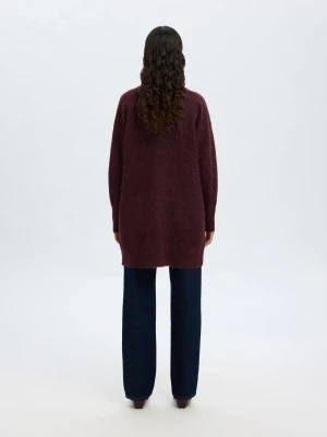 Selected Femme Naisten Neuletakki Lulu New Knit Long Cardigan Fig Melange