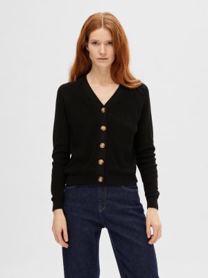 Selected Femme naisten neuletakki, SLFELINNA LS KNIT CARDIGAN Musta