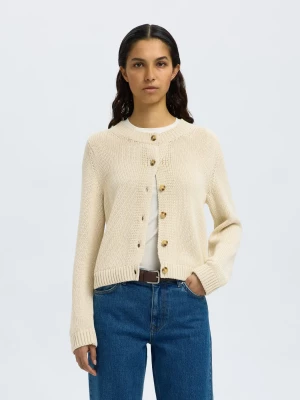 Selected Femme naisten neuletakki, SLFIVY LS KNIT O-NECK CARDIGAN NOOS Luonnonvalkoinen