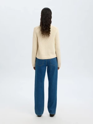 Selected Femme naisten neuletakki, SLFIVY LS KNIT O-NECK CARDIGAN NOOS Luonnonvalkoinen