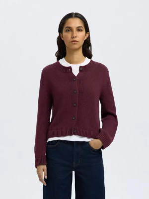 Selected Femme naisten neuletakki, SLFIVY LS KNIT O-NECK CARDIGAN NOOS Viininpunainen