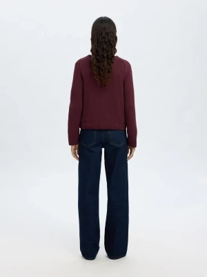 Selected Femme naisten neuletakki, SLFIVY LS KNIT O-NECK CARDIGAN NOOS Viininpunainen
