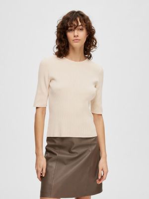 Selected Femme Naisten Neuletoppi, SLFMALA 2/4 KNIT O-NECK NOOS Luonnonvalkoinen