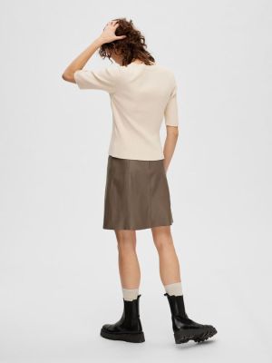 Selected Femme Naisten Neuletoppi, SLFMALA 2/4 KNIT O-NECK NOOS Luonnonvalkoinen