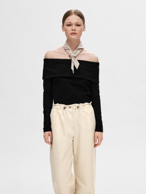 Selected Femme naisten paita,SLFEFFIE LS OFF-SHOULDER TOP Musta