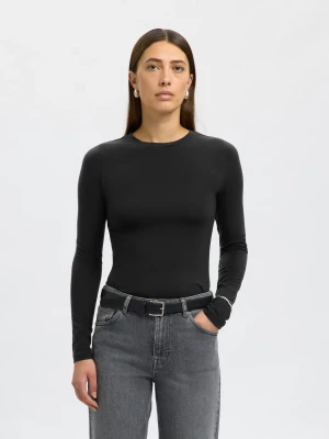 Selected Femme Naisten Paita, SLFMANJA LS O-NECK NOOS Black