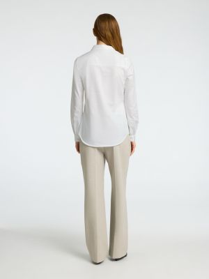 Selected Femme naisten paitapusero, SLFROMIE LS FITTED SHIRT Valkoinen