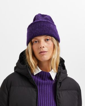 Selected Femme Naisten Pipo SLFLulu Linna Knit Beanie Liila