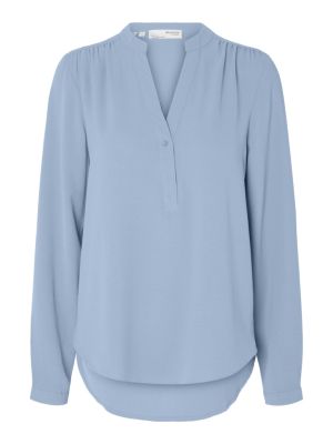 Selected Femme Naisten Pusero, SLFMIVIA LS TOP B Vaaleansininen