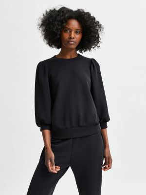 Selected Femme Naisten Pusero, SLFTENNY 3/4 SWEAT TOP NOOS Musta