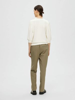Selected Femme Naisten Pusero, SLFTENNY 3/4 SWEAT TOP NOOS Valkoinen