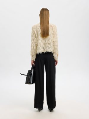 Selected Femme naisten röyhelöpaita, SLFMYLINE LS FLUFFY CROPPED SHIRT B Angora