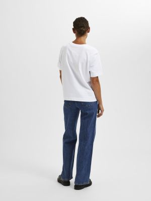 Selected Femme Naisten T-Paita, SLFESSENTIAL SS BOXY TEE NOOS Valkoinen