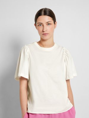 Selected Femme Naisten T-Paita, SLFPENELOPE 2/4 RUFFLE TEE Snow White