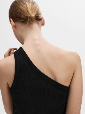 Selected Femme Naisten Toppi, SLFANNA ONE SHOULDER TOP Musta
