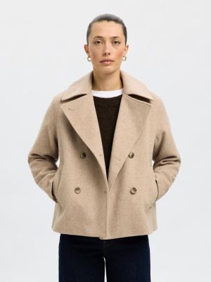 Selected Femme naisten villakangastakki, SLFALMA LANO JACKET Luonnonvalkoinen