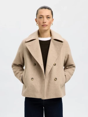 Selected Femme naisten villakangastakki, SLFALMA LANO JACKET Sandshell Melange