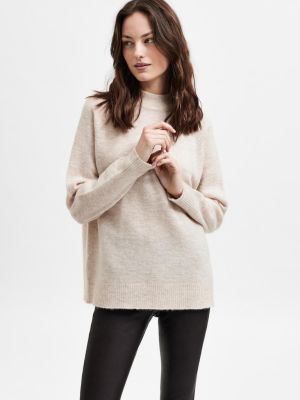 Selected Femme Naisten Villapaita SLFLULU LS KNIT HIGH NECK NOOS Luonnonvalkoinen