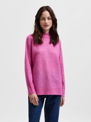 Selected Femme Naisten Villapaita SLFLULU LS KNIT HIGH NECK NOOS Pinkki