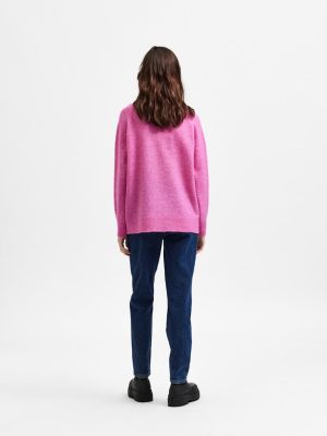 Selected Femme Naisten Villapaita SLFLULU LS KNIT HIGH NECK NOOS Pinkki