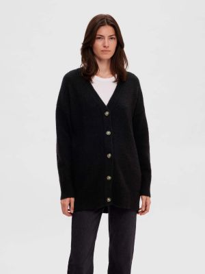 Selected Femme neuletakki, SLFMALINE LS KNIT LONG Musta