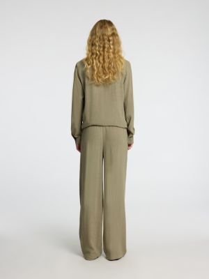 Selected Femme pellavahousut, SLFVIVA-GULIA MW LONG LINEN PANT NOOS Khaki
